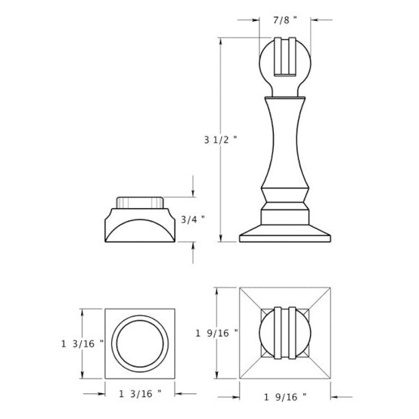 DELTANA Baseboard/Floor Magnetic Door Hold / Door Stop (Polished Brass Finish)