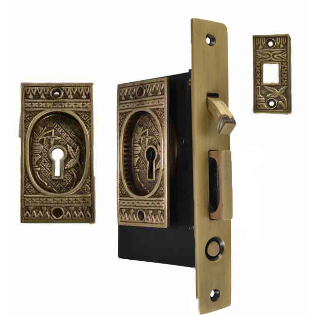 COPPER MOUNTAIN HARDWARE Broken Leaf Single Pocket Privacy (Lock) Style Door Set (Several Finishes Available)