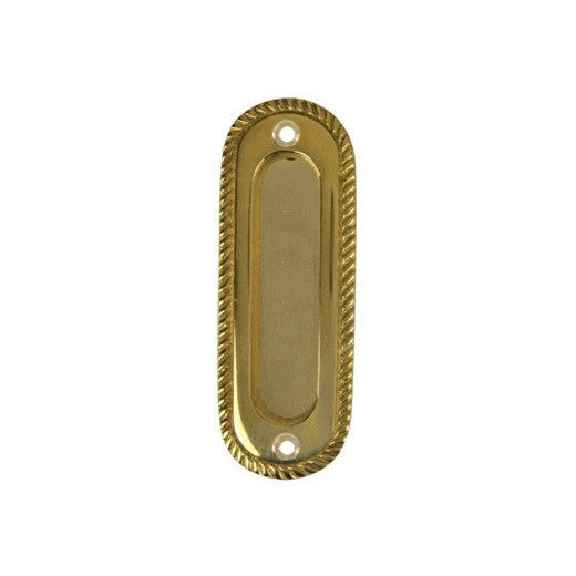 COPPER MOUNTAIN HARDWARE Oval Georgian Roped Solid Brass Pocket Door Pull (Several Finishes)