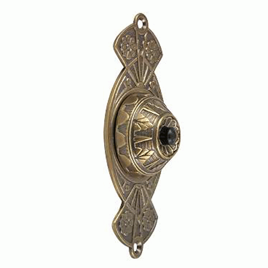 COPPER MOUNTAIN HARDWARE 5 5/8 Inch Art Nouveau Flower Doorbell (Antique Brass)