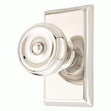 EMTEK Solid Brass Waverly Door Knob Set With Rectangular Rosette