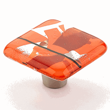 SCHAUB 1 1/2 Inch Ice Orange Confetti Square Knob (Stainless Steel Finish)