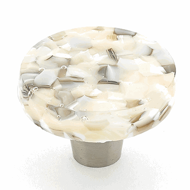 SCHAUB 1 1/2 Inch Ice Sable Pebbles Round Knob (Stainless Steel Finish)