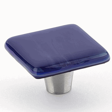 SCHAUB 1 1/2 Inch Ice Sapphire Silk Square Knob (Stainless Steel Finish)