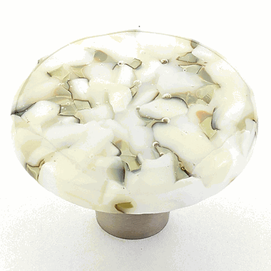 SCHAUB 1 1/2 Inch Ice White Lace Pebbles Round Knob (Stainless Steel Finish)