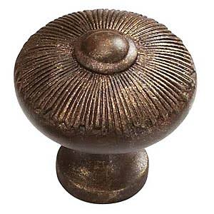 SCHAUB 1 1/2 Inch Sunburst Round Cabinet Knob (Highlighted Bronze Finish)