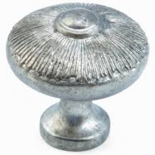 SCHAUB 1 1/2 Inch Sunburst Round Cabinet Knob (Silver Antique Finish)