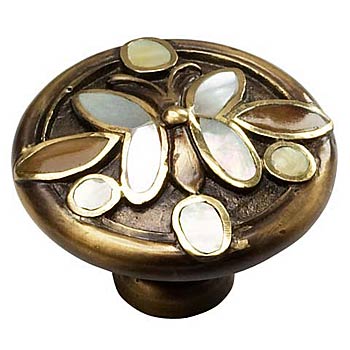 SCHAUB 1 1/2 Inch Symphony Heirloom Treasures Round Knob (Antique Brass Finish)