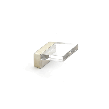 SCHAUB 1 1/4 Inch (1/2 Inch c-c) Positano Square Angled Clear Pull (Satin Nickel Finish)