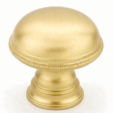 SCHAUB 1 1/4 Inch Atherton Smooth Surface Round Knob (Satin Brass Finish)