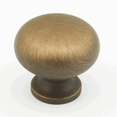 SCHAUB 1 1/4 Inch Country Style Round Knob (Antique Light Brass Finish)