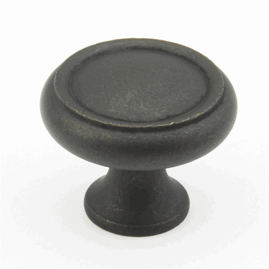 SCHAUB 1 1/4 Inch Country Style Round Knob (Distressed Bronze Finish)