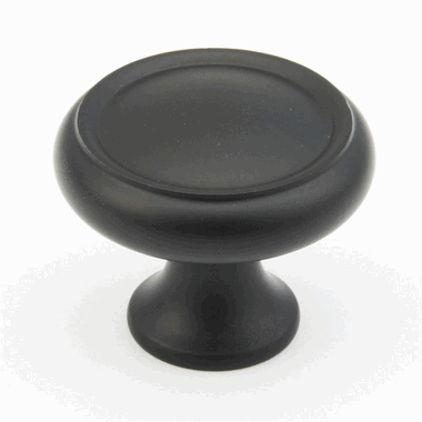 SCHAUB 1 1/4 Inch Country Style Round Knob (Matte Black Finish)