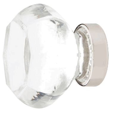 EMTEK 1 1/4 Inch Old Town Clear Cabinet Knob (Polished Nickel Finish)