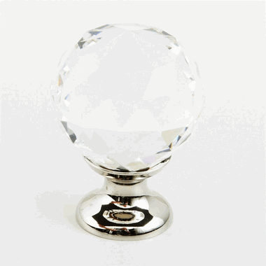 SCHAUB 1 1/8 Inch Stargaze Crystal Round Cabinet Knob (Polished Nickel Finish)