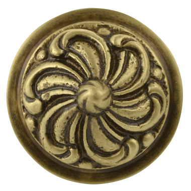 COPPER MOUNTAIN HARDWARE 1 1/3 Inch Solid Brass Swirl Knob (Antique Brass Finish)