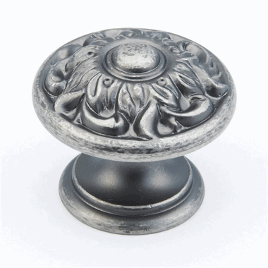 SCHAUB 1 3/8 Inch Corinthian Round Cabinet Knob (Corinthian Silver Finish)