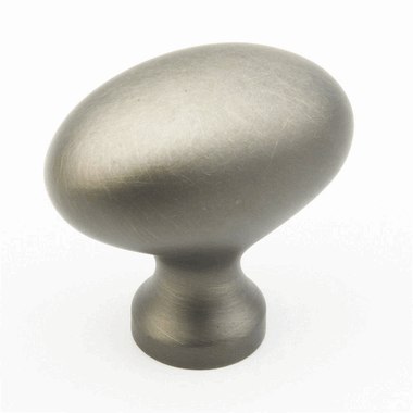 SCHAUB 1 3/8 Inch Country Style Oval Knob (Antique Nickel Finish)