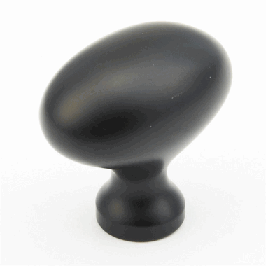 SCHAUB 1 3/8 Inch Country Style Oval Knob (Matte Black Finish)