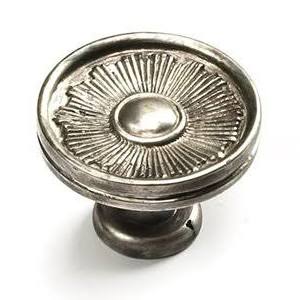 SCHAUB 1 3/8 Inch Sunburst Round Cabinet Knob (Silver Antique Finish)