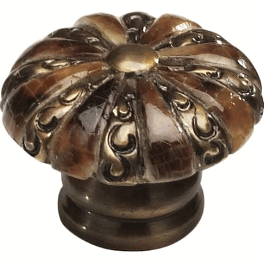 SCHAUB 1 3/8 Inch Tiger Penshell Round Cabinet Knob (Estate Dover Finish)