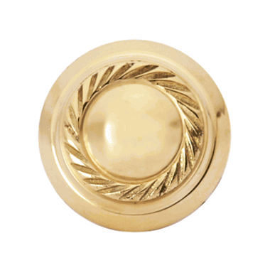 COPPER MOUNTAIN HARDWARE 1 Inch Solid Brass Georgian Roped Round Knob (Polished Brass Finish)