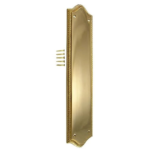 COPPER MOUNTAIN HARDWARE 12 Inch Georgian Oval Roped Style Door Push & Plate (Polished Brass Finish)