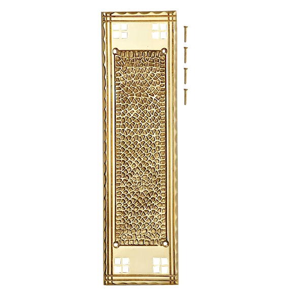 COPPER MOUNTAIN HARDWARE 12 Inch Craftsman Style Push Plate (Polished Brass Finish)