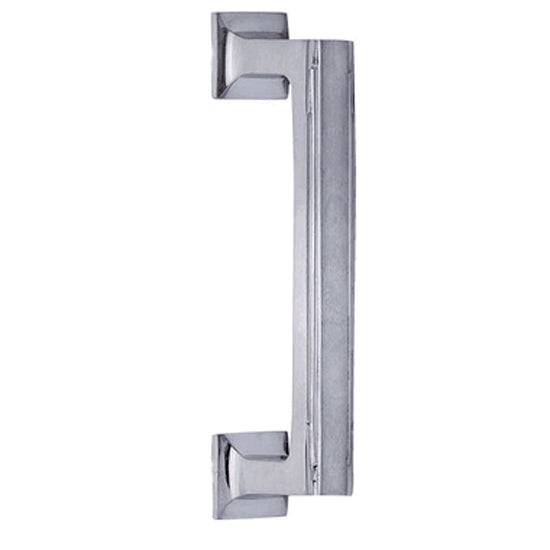 Copper Mountain Hardware 7 Inch Overall (5 3/4 Inch c-c) Solid Brass Art Deco Lined Pull (Brushed Nickel Finish)