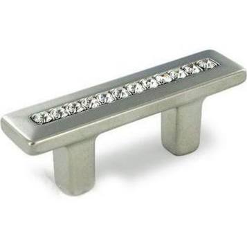 SCHAUB 2 1/2 Inch (1 1/4 Inch c-c) Skyevale Cabinet Pull with Crystals (Brushed Nickel Finish)