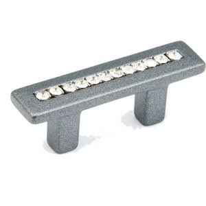 SCHAUB 2 1/2 Inch (1 1/4 Inch c-c) Skyevale Cabinet Pull with Crystals (Milano Silver Finish)