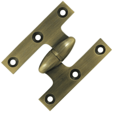 2 1/2 Inch x 2 Inch Solid Brass Olive Knuckle Hinge (Antique Brass Finish) DELTANA