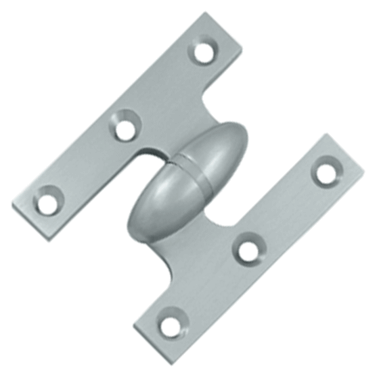 2 1/2 Inch x 2 Inch Solid Brass Olive Knuckle Hinge (Brushed Chrome) DELTANA