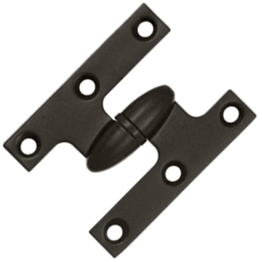 2 1/2 Inch x 2 Inch Solid Brass Olive Knuckle Hinge (Oil Rubbed Bronze Finish) DELTANA