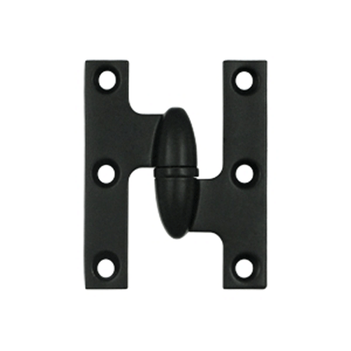 2 1/2 Inch x 2 Inch Solid Brass Olive Knuckle Hinge (Paint Black Finish) DELTANA