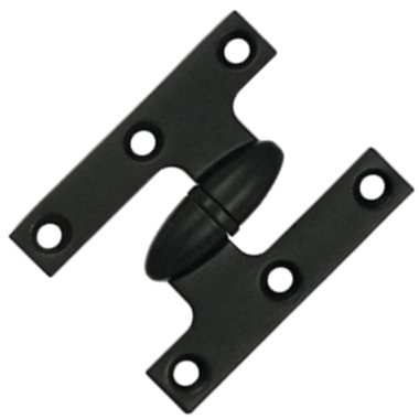 2 1/2 Inch x 2 Inch Solid Brass Olive Knuckle Hinge (Paint Black Finish) DELTANA