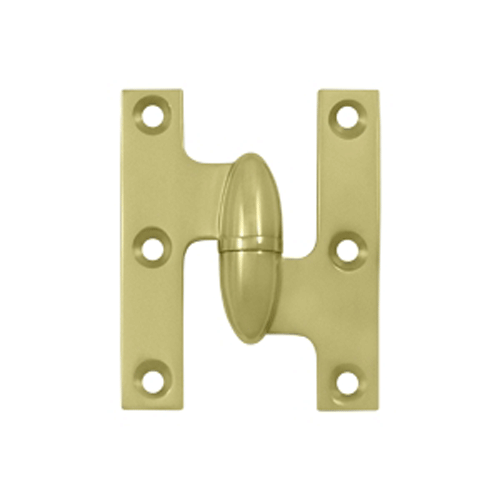 2 1/2 Inch x 2 Inch Solid Brass Olive Knuckle Hinge (Polished Brass) DELTANA