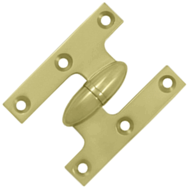 2 1/2 Inch x 2 Inch Solid Brass Olive Knuckle Hinge (Polished Brass) DELTANA