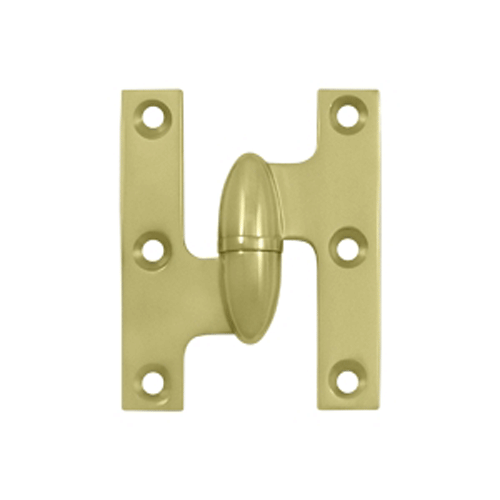 2 1/2 Inch x 2 Inch Solid Brass Olive Knuckle Hinge (Polished Brass Finish) DELTANA