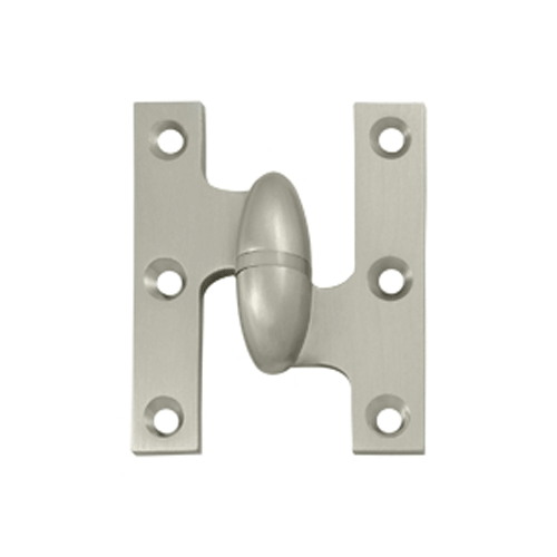 2 1/2 Inch x 2 Inch Solid Brass Olive Knuckle Hinge (Satin Nickel) DELTANA