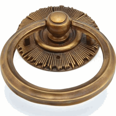 SCHAUB 2 1/4 Inch Sunburst Cabinet Ring Pull with Back Plate (Estate Dover Finish)