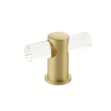 SCHAUB 2 Inch Lumiere Acrylic T-Knob (Satin Brass Finish)