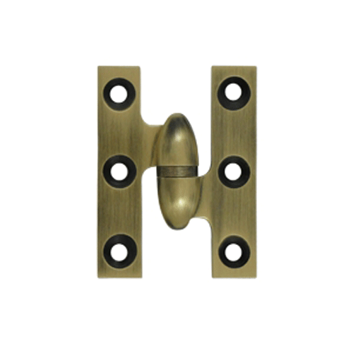 DELTANA 2 Inch x 1 1/2 Inch Solid Brass Olive Knuckle Hinge (Antique Brass Finish)