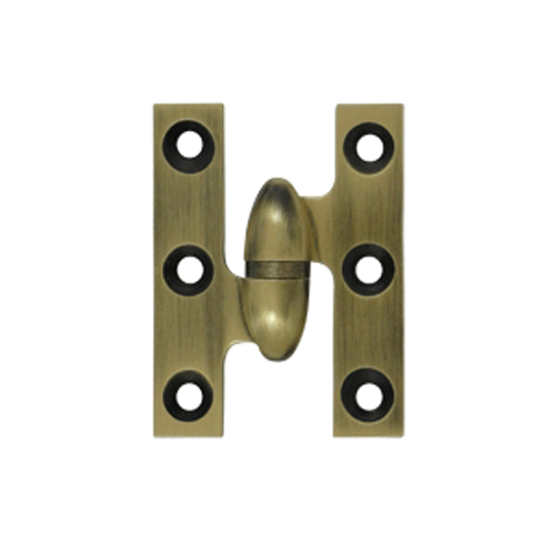 DELTANA 2 Inch x 1 1/2 Inch Solid Brass Olive Knuckle Hinge (Antique Brass)