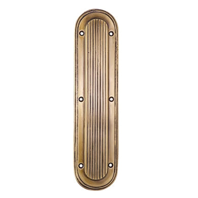 COPPER MOUNTAIN HARDWARE 10 1/2 Inch Classic Art Deco Solid Brass Push Plate (Antique Brass)