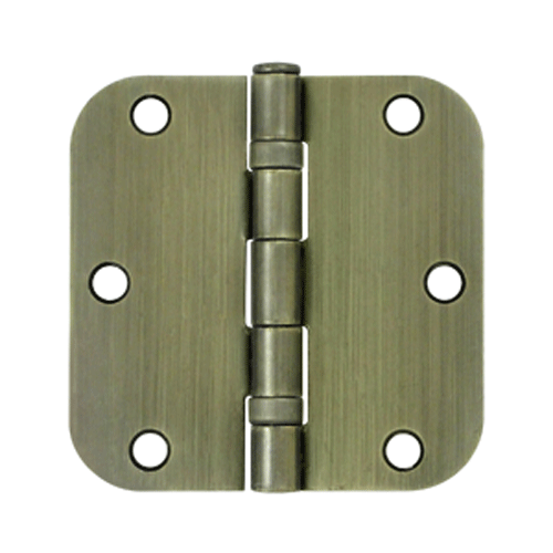 DELTANA 3 1/2 Inch x 3 1/2 Inch Ball Bearing Steel Hinge (Antique Brass Finish)