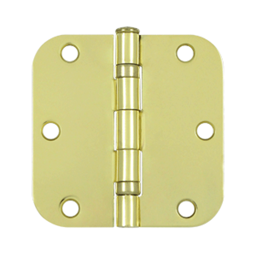 DELTANA 3 1/2 Inch x 3 1/2 Inch Ball Bearing Steel Hinge (Polished Brass Finish)