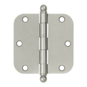 3 1/2 Inch x 3 1/2 Inch Ball Tip Steel Hinge (Brushed Nickel Finish) DELTANA