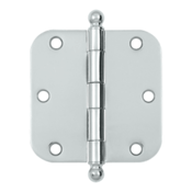 DELTANA 3 1/2 Inch x 3 1/2 Inch Ball Tip Steel Hinge (Chrome Finish)