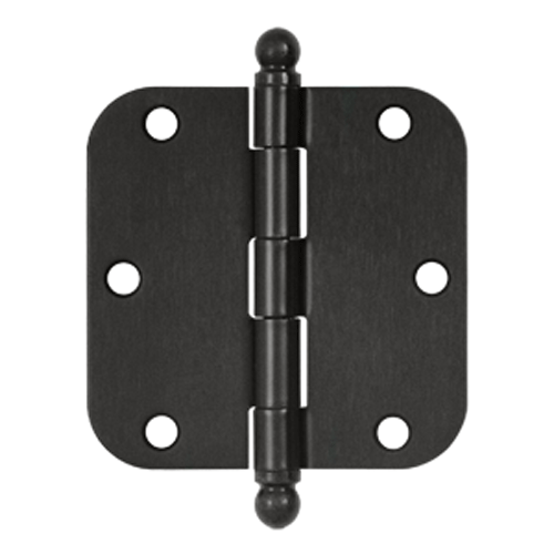 DELTANA 3 1/2 Inch x 3 1/2 Inch Ball Tip Steel Hinge (Oil Rubbed Bronze Finish)